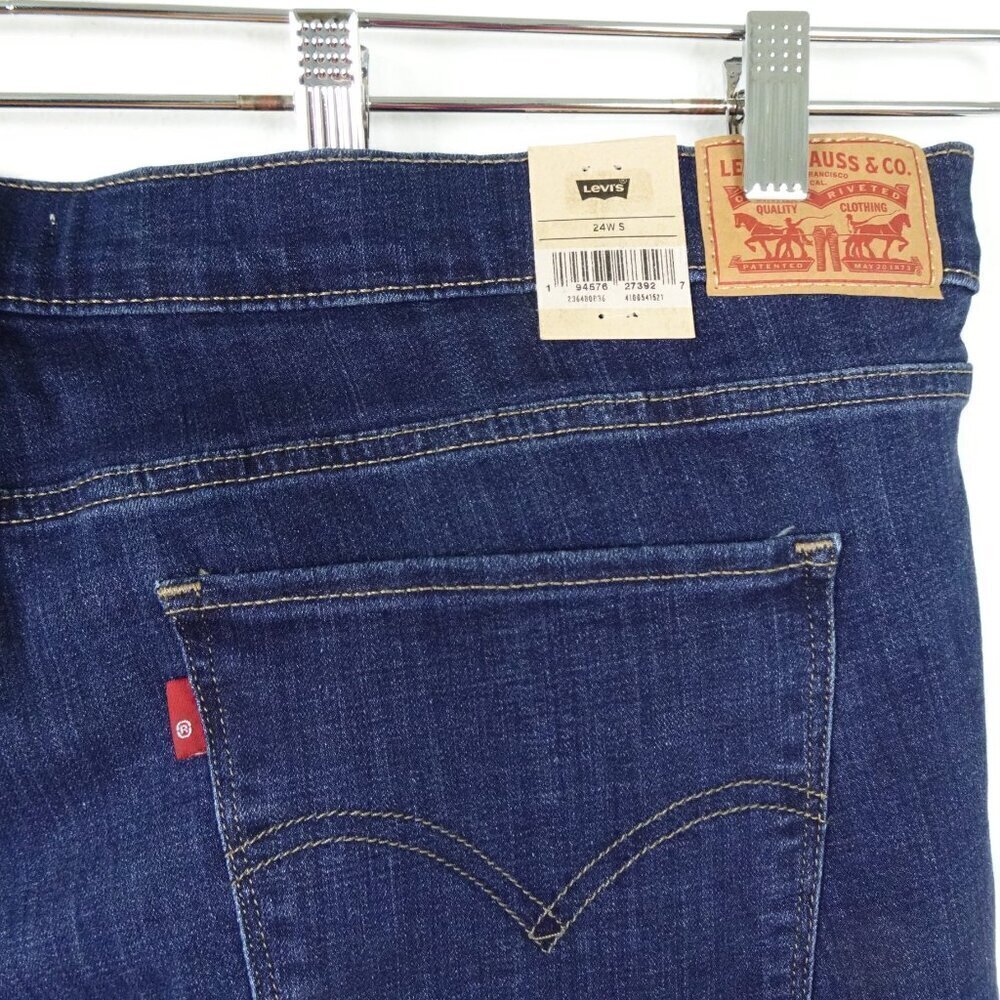 Levi's Stretch Jeans Women's Plus Size 24W Short Blue Denim Straight Leg - Picture 7 of 12